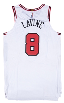 2018 Zach LaVine Opening Night Used Chicago Bulls #8 Jersey Used on 10/18/18 - 30 Pt. Game! (MeiGray)